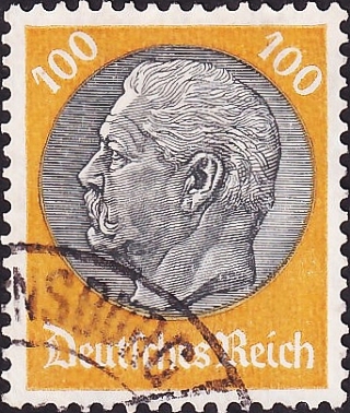Германия 1934 год . Пауль фон Гинденбург (1847-1934), 2-й президент . Каталог 1,80 фунтов . (2)